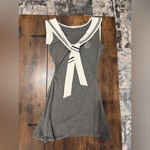 Gray Sleeveless Sailor Collar Dress